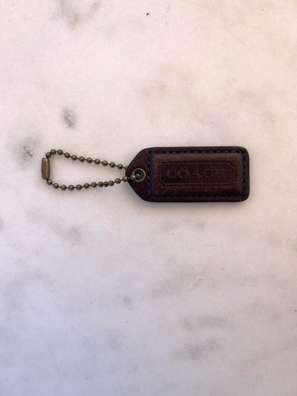 COACH Vintage Leather Hang Tag, Distressed Brown